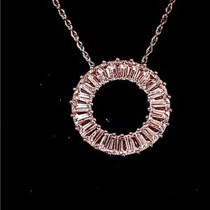 Beautiful lab created sapphire circle pendant set and 925 sterling